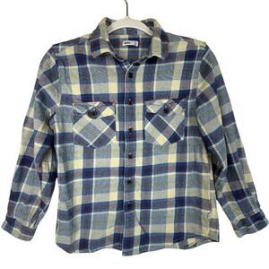Katin Youth Vincent Flannel Blue Plaid Button Up Size M 100% Cotton $89 MSRP